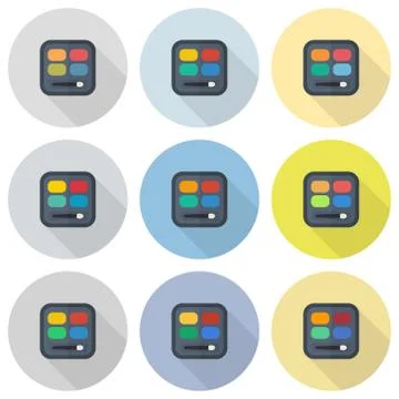 Circular eyeshadow palettes vector flat icon set Stockillustratie