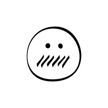 A circular face illustration displays two dots for eyes and lines below, sugg Stock Illustration