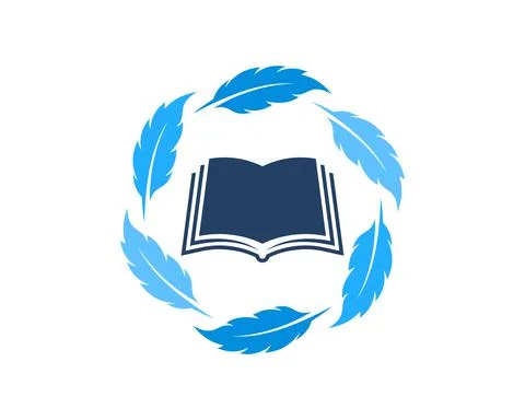 Circular feather with education book inside Stock Illustration