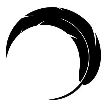 Circular feather spiral emblem with dynamic rotational motion pattern Stock Illustration