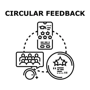 Circular feedback process improving online learning and evaluation Ilustração Stock