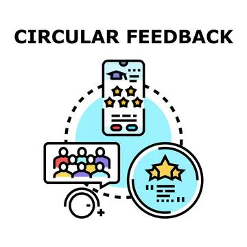 Circular feedback process improving online learning and evaluation Stock Illustration