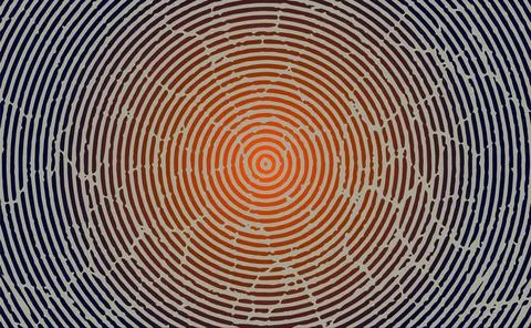 A circular fingerprint effect pattern with a red and orange background 스톡 일러스트