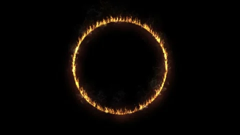 Circular Fire Effect on Black Background, Stock Footage 317291647