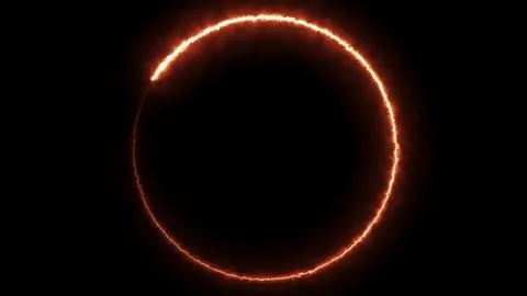 Circular fire frame with black background Stock Illustration