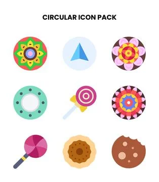 Circular Flat Scalable Icons Pack Stock Illustration