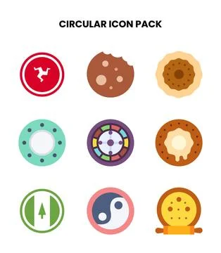 Circular Flat Set Icons Pack Stock Illustration