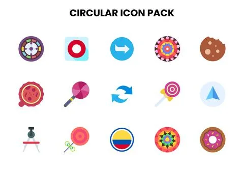 Circular Flat Vector Icons Pack Illustrazione stock