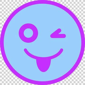 Circular flat vector smiling face icon is winking and sticking tongue out, Ilustración de archivo