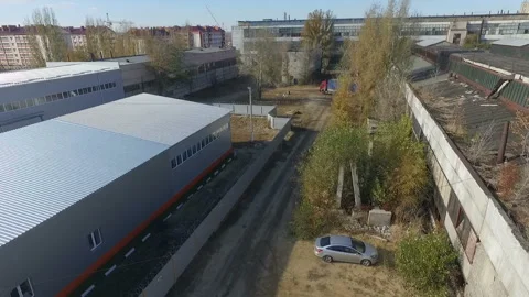 Circular flight on the drone industrial area Video stock 105633838