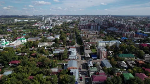 Circular flight over the city Stock Footage 218569315