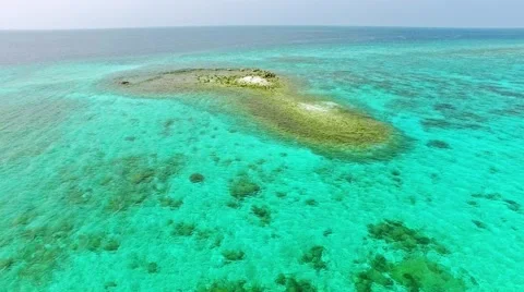 Circular flight over the edge of the shore on a tropical island. Stock Footage 62070440