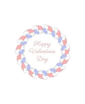Circular floral frame with a text Happy Valentines day Stock Illustration