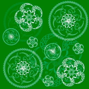 Circular floral green background, tissue or scrapbooking Stock Illustration