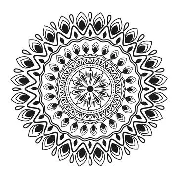 Circular Floral Mandala Pattern Design in Ethnic Style. Stock Illustration