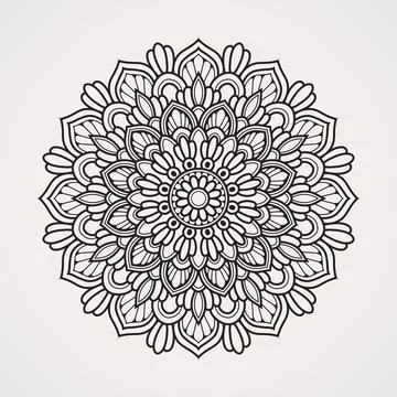 Circular floral patterns form beautiful mandalas. suitable for henna, tatto.. Stock Illustration