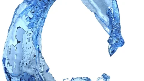 Circular flow of blue water in slow motion - isolated on white, +alpha (FULL HD) Video stock 72563455