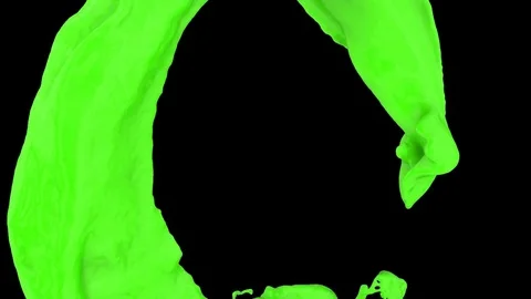 Circular flow of green color in slow motion - on black, + alpha (FULL HD) Video stock 73012963