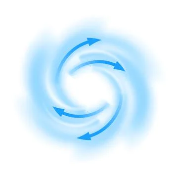 Circular flow icon with blue arrows, wind direction. Stock Illustration