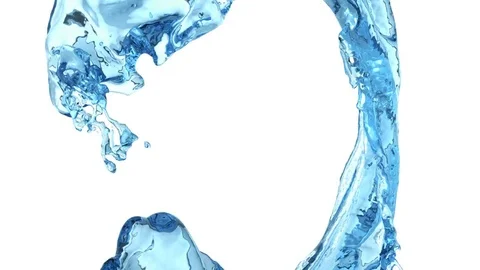 Circular flow of light blue water in slow motion - on white, + alpha (FULL HD) Video stock 72565604