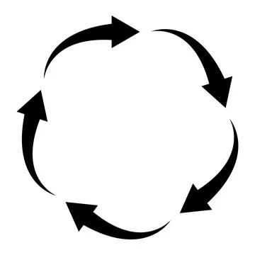 Circular flow process diagram, arrows forming continuous circular flow chart Stock Illustration