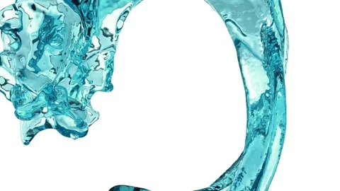 Circular flow of turquoise water in slow motion - on white, + alpha (FULL HD) Video stock 77514900
