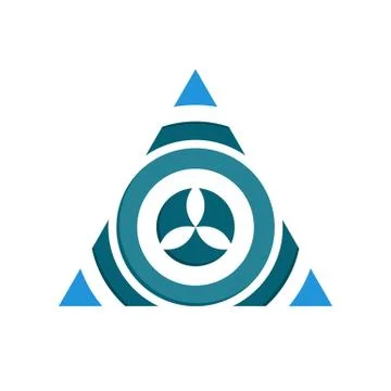 Circular Flower Inside Triangle Symbol Logo Design Stock Illustration