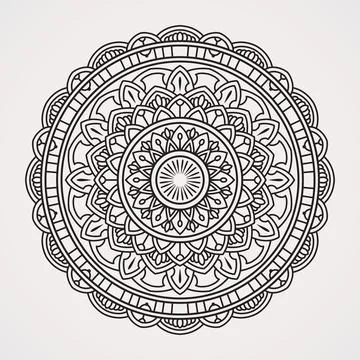 Circular flower mandala with various decorations. suitable for henna, tatto.. Stock Illustration