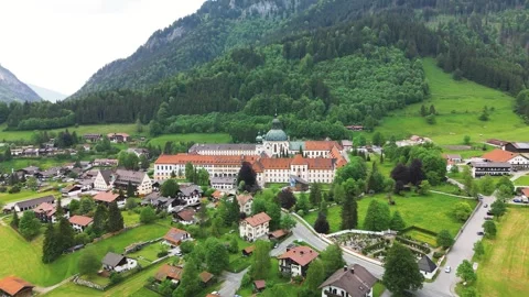 Circular flyby the Ettal Abbey Stock Footage 246712732