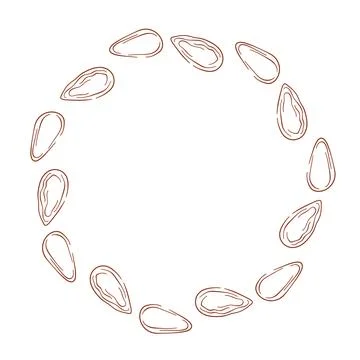 Circular frame with almond isolated on a white background. Design for food Stock Illustration