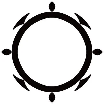 Circular Frame With Black Geometric Elements On White Stock Illustration