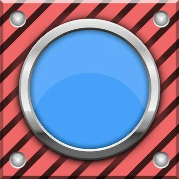 Circular frame with a blue center, set against a backdrop of stripes and me.. Stock-Illustration