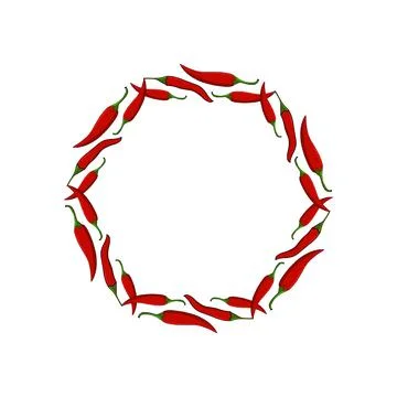 Circular frame of chili peppers Stock Illustration