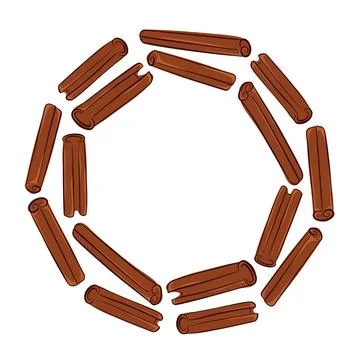 Circular frame with cinnamon stick in flat style isolated on white background Stock Illustration