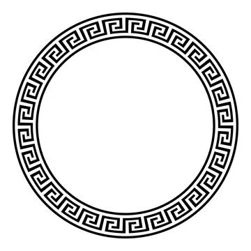 Circular frame classic Greek key pattern. Geometric meander ancient Greek art  Stock Illustration