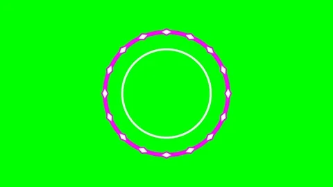 A circular frame with geometric pink border accents on a green background Stock Footage 341824244