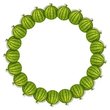 Circular Frame Made of Whole Watermelons Vector Illustration Illustrazione stock