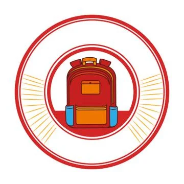 Circular frame with school briefcase Stock-Illustration