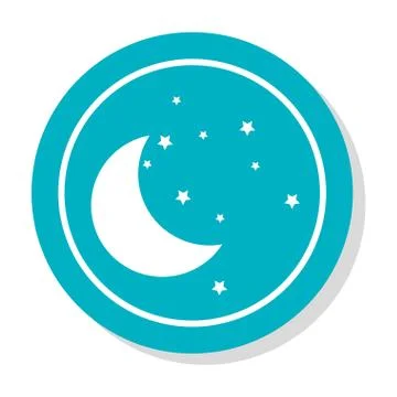 Circular frame with silhouette moon and stars icon Ilustração Stock