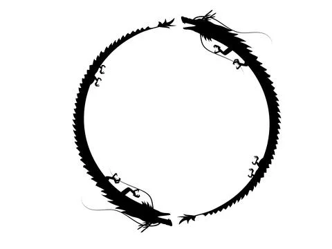Circular frame of two dragons. Stock Illustration