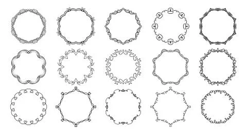 Circular frameworks divider frame calligraphic set Stock Illustration