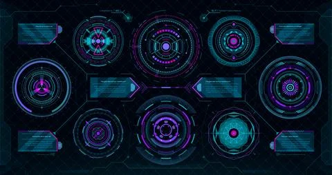 Circular futuristic HUD elements, Sci Fi interface Stock Illustration