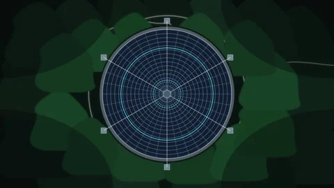 Circular futuristic interface HUD element, digital technology animation Stock Footage 347198938