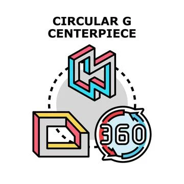 Circular g centerpiece isometric optical illusion concept Stock Illustration
