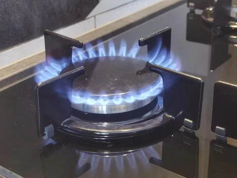 Circular gas flame Foto stock