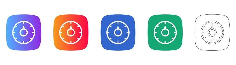 Circular Gauge Control Icon Set Stock Illustration