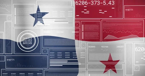Circular gauge panel being animated with panels, numeric readouts, charts over Vidéo 309283123