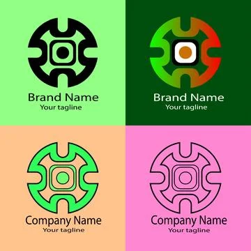 Circular Gear Emblem logo design 스톡 일러스트