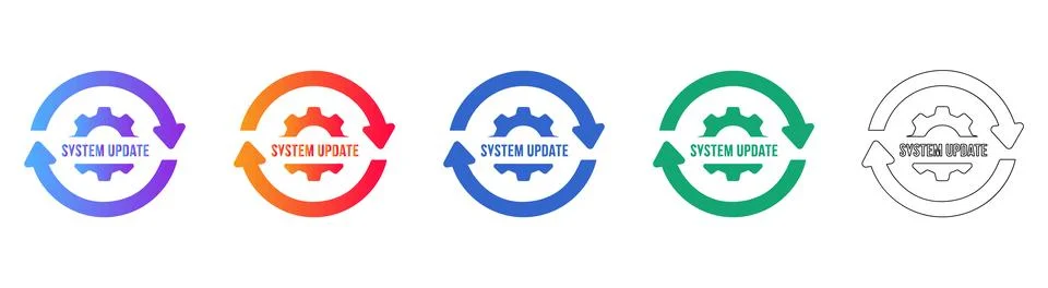 Circular Gear System Update Icons Stock Illustration