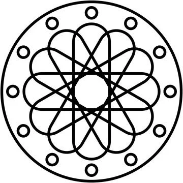 Circular geometric complex floral pattern design with small circles. Stock Illustration